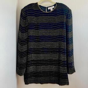 Valerie Stevens | 100% Silk, Beaded Evening Top,‎ 18W